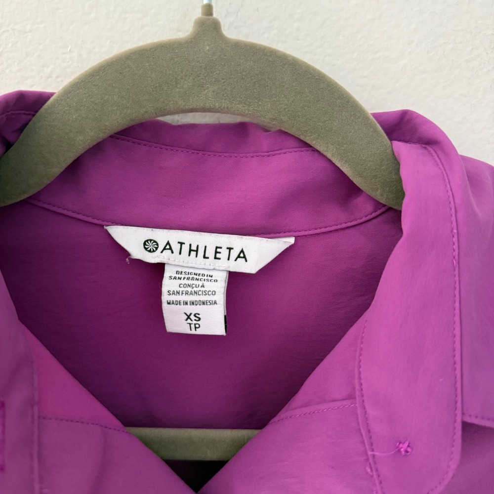 Athleta women's Oversized Poplin Button Down Shirt Purple XS‎ - Picture 2 of 8